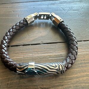 Leather and stainless steel Harley Bracelt